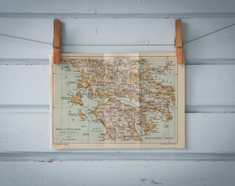 1915 Vintage Central Greece Map