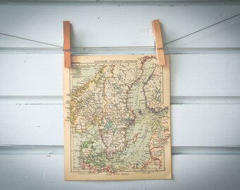 1931 Vintage Scandinavia Map