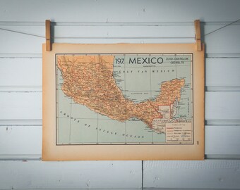 1941 Vintage South Mexico Map
