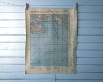 1943 Vintage East Korčula & West Pelješac Map