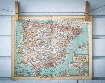 1931 Vintage Map of Spain