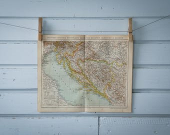1887 Vintage Croatia & Bosnia Map