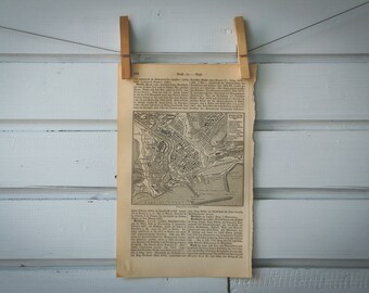 1907 Vintage Map of Brest
