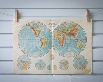 1950 Vintage World Map