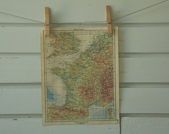 1951 Vintage Map of France