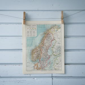 Vintage Scandinavische kaart 1907