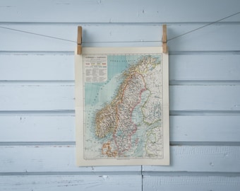 1907 Vintage Scandinavia Map