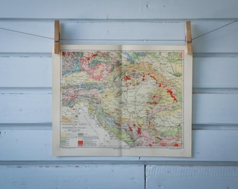 1907 Vintage Geology Map of Austria-Hungary