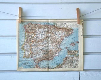 1938 Vintage Map of Spain