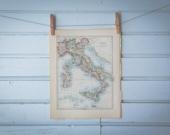 1901 Vintage Map of Italy