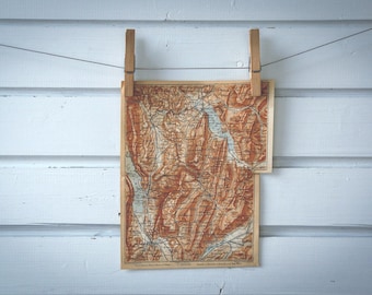 1906 Vintage Bauges Mountains Map