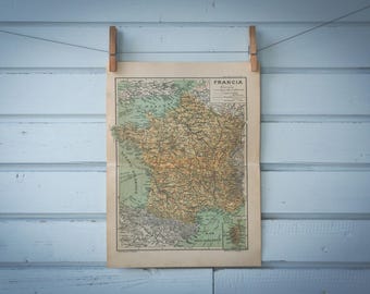 1928 Vintage Map of France