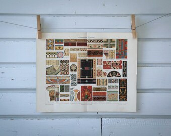 1907 Vintage Antiquity Ornaments Chromolithograph Illustration