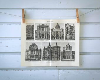 1907 Vintage Viennese Architecture Illustration