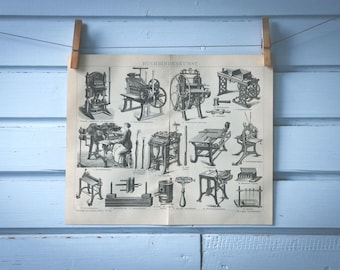 1882 Vintage Book Binding Lithograph Illustration