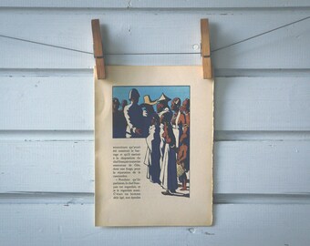 1930 Vintage Officer & Sahara Natives Illustration