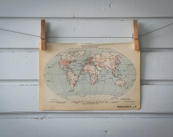 1936 Vintage World Air Traffic Map