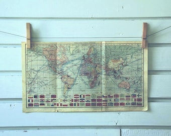 1951 Vintage World Map