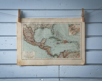 1904 Vintage Central America Map
