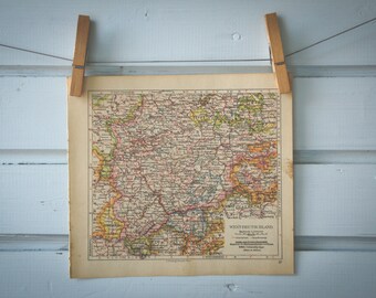 1929 Vintage Central Germany Map