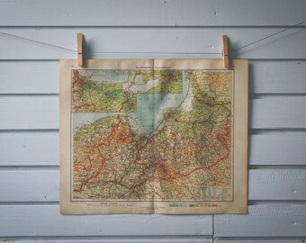 1928 Vintage North Poland & Kaliningrad Oblast Map