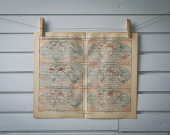 1928 Vintage Food Production World Map