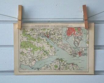 1894 Vintage Portsmouth & Southampton Map