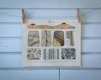 1907 Vintage Geological Structures Chromolithograph Illustration