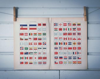 1937 Vintage Flags Illustration