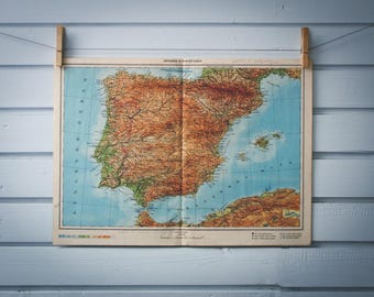 1951 Vintage Map of Spain
