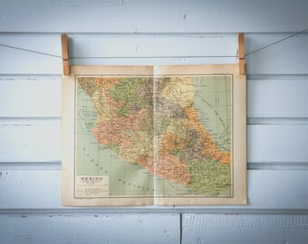 1928 Vintage Central Mexico Map