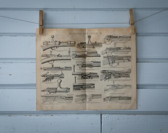1887 Vintage Firearm Lithograph Illustration
