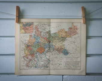 1907 Vintage Railways Map of Germany