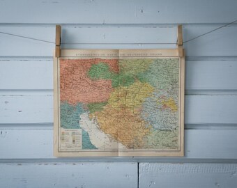 1887 Vintage Ethnographic Map of Austria-Hungary