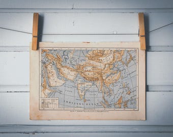 1916 Vintage Map of Asia