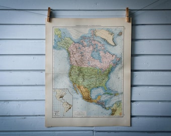 1901 Vintage North America Map