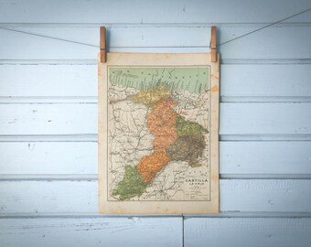 1937 Vintage Old Castile Map