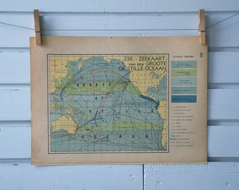 1941 Vintage Map of the Pacific Ocean