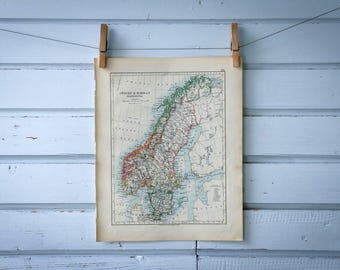 1904 Vintage Scandinavia Map
