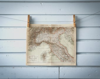 1887 Vintage North Italy Map