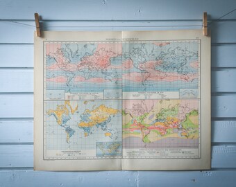 1901 Vintage World Climate Map