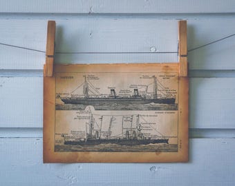 1913 Vintage Steamship Illustration