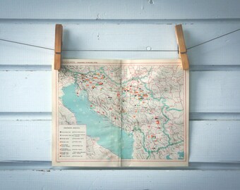 1952 Vintage Yugoslavia Map