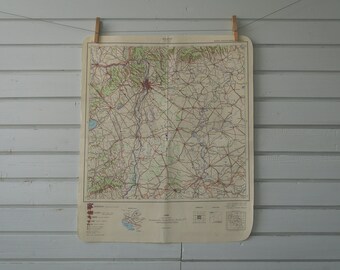 1958 Vintage Central Hungary Map