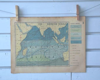 1941 Vintage Map of the Indian Ocean