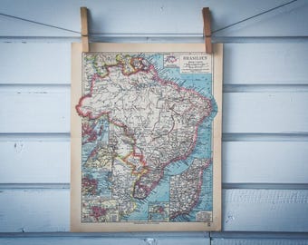 1931 Vintage Brazil Map