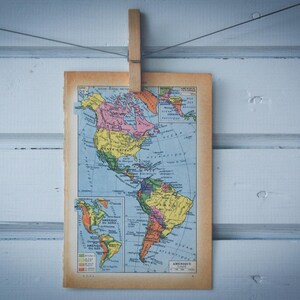 Carte vintage des Amériques de 1956
