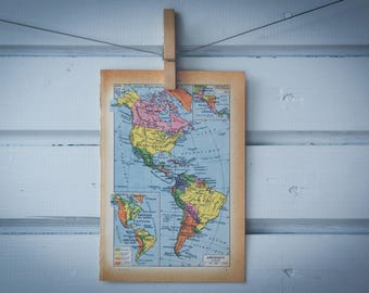 1956 Vintage Map of the Americas