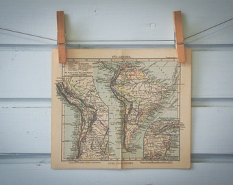 1893 Vintage South America Map