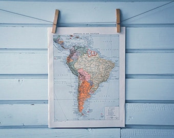 1924 Vintage South America Map